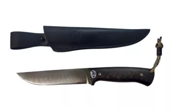 Нож АиР Бекас ЦМ, карбон, 95х18 (гравировка, клиновая срезка, паракорд, бусина, черный)