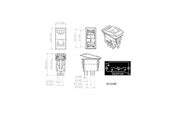 Переключатель трёхпозиционный on-off-on 12B/20A 4P с подсветкой