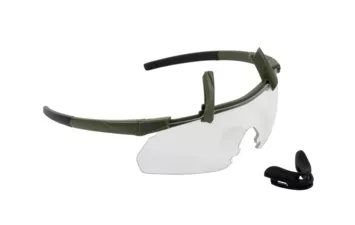 Очки стрелковые ShotTime Caracal, ANSi Z87.1, линза 2мм, UV400, Green, линза прозр.